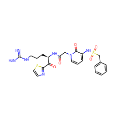 N=C(N)NCCC[C@@H](NC(=O)Cn1cccc(NS(=O)(=O)Cc2ccccc2)c1=O)C(=O)c1nccs1 ZINC000027843831