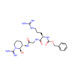 N=C(N)NCCC[C@@H](NC(=O)OCc1ccccc1)C(=O)NCC(=O)N[C@H]1CCCN(C(=N)N)[C@@H]1O ZINC000027857609