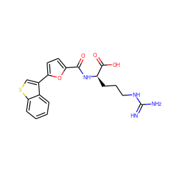 N=C(N)NCCC[C@@H](NC(=O)c1ccc(-c2csc3ccccc23)o1)C(=O)O ZINC000028707141