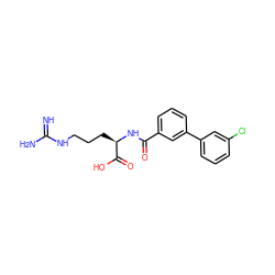 N=C(N)NCCC[C@@H](NC(=O)c1cccc(-c2cccc(Cl)c2)c1)C(=O)O ZINC000028707150