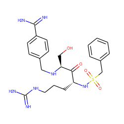 N=C(N)NCCC[C@@H](NS(=O)(=O)Cc1ccccc1)C(=O)[C@H](CO)NCc1ccc(C(=N)N)cc1 ZINC000072142628