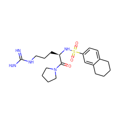 N=C(N)NCCC[C@@H](NS(=O)(=O)c1ccc2c(c1)CCCC2)C(=O)N1CCCC1 ZINC000027885332