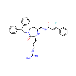 N=C(N)NCCC[C@@H]1N[C@H](CNC(=O)/C=C(\F)c2ccccc2)CCN(CC(c2ccccc2)c2ccccc2)C1=O ZINC001772642284