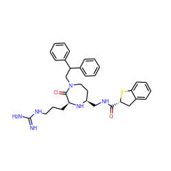 N=C(N)NCCC[C@@H]1N[C@H](CNC(=O)[C@H]2Cc3ccccc3S2)CCN(CC(c2ccccc2)c2ccccc2)C1=O ZINC001772626760