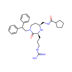 N=C(N)NCCC[C@@H]1N[C@H](CNC(=O)C2CCCC2)CCN(CC(c2ccccc2)c2ccccc2)C1=O ZINC000118687673