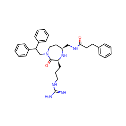 N=C(N)NCCC[C@@H]1N[C@H](CNC(=O)CCc2ccccc2)CCN(CC(c2ccccc2)c2ccccc2)C1=O ZINC000118685233