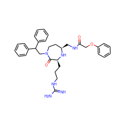 N=C(N)NCCC[C@@H]1N[C@H](CNC(=O)COc2ccccc2)CCN(CC(c2ccccc2)c2ccccc2)C1=O ZINC000118692279