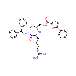 N=C(N)NCCC[C@@H]1N[C@H](CNC(=O)c2ccc(-c3ccccc3)o2)CCN(CC(c2ccccc2)c2ccccc2)C1=O ZINC000118692160