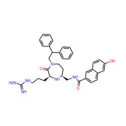 N=C(N)NCCC[C@@H]1N[C@H](CNC(=O)c2ccc3cc(O)ccc3c2)CCN(CC(c2ccccc2)c2ccccc2)C1=O ZINC000118695045