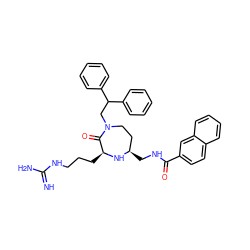 N=C(N)NCCC[C@@H]1N[C@H](CNC(=O)c2ccc3ccccc3c2)CCN(CC(c2ccccc2)c2ccccc2)C1=O ZINC000043207458