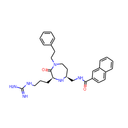 N=C(N)NCCC[C@@H]1N[C@H](CNC(=O)c2ccc3ccccc3c2)CCN(CCc2ccccc2)C1=O ZINC000118693968