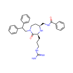 N=C(N)NCCC[C@@H]1N[C@H](CNC(=O)c2ccccc2)CCN(CC(c2ccccc2)c2ccccc2)C1=O ZINC000118683709