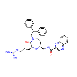 N=C(N)NCCC[C@@H]1N[C@H](CNC(=O)c2cnc3ccccc3n2)CCN(CC(c2ccccc2)c2ccccc2)C1=O ZINC000118692021