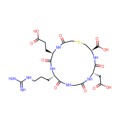 N=C(N)NCCC[C@@H]1NC(=O)[C@@H](CCC(=O)O)NC(=O)CSC[C@@H](C(=O)O)NC(=O)[C@H](CC(=O)O)NC(=O)CNC1=O ZINC000026177540