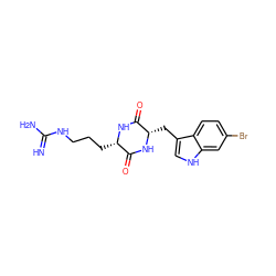 N=C(N)NCCC[C@@H]1NC(=O)[C@H](Cc2c[nH]c3cc(Br)ccc23)NC1=O ZINC000029042102