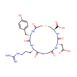 N=C(N)NCCC[C@@H]1NC(=O)[C@H](Cc2ccc(O)cc2)NC(=O)CSC[C@@H](C(=O)O)NC(=O)[C@H](CC(=O)O)NC(=O)CNC1=O ZINC000026162000