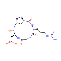 N=C(N)NCCC[C@@H]1NC(=O)[C@H]2C[C@H](CN2)NC(=O)[C@H](CC(=O)O)NC(=O)CNC1=O ZINC000029133313