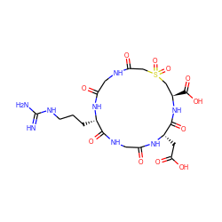 N=C(N)NCCC[C@@H]1NC(=O)CNC(=O)CS(=O)(=O)C[C@@H](C(=O)O)NC(=O)[C@H](CC(=O)O)NC(=O)CNC1=O ZINC000026174199