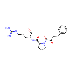 N=C(N)NCCC[C@H](C=O)NC(=O)[C@@H]1CCCN1C(=O)C(=O)CCc1ccccc1 ZINC000026820020