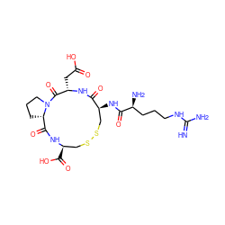 N=C(N)NCCC[C@H](N)C(=O)N[C@H]1CSSC[C@@H](C(=O)O)NC(=O)[C@@H]2CCCN2C(=O)[C@H](CC(=O)O)NC1=O ZINC000003923325