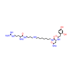 N=C(N)NCCC[C@H](N)C(=O)NCCCCNCCCCCCCCNC(=O)[C@H](CC(N)=O)NC(=O)Cc1ccc(O)cc1O ZINC000095593945