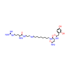 N=C(N)NCCC[C@H](N)C(=O)NCCCNCCCCCCCCCNC(=O)[C@H](CC(N)=O)NC(=O)Cc1ccc(O)cc1O ZINC000095596142