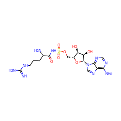 N=C(N)NCCC[C@H](N)C(=O)NS(=O)(=O)OC[C@H]1O[C@@H](n2cnc3c(N)ncnc32)[C@H](O)[C@@H]1O ZINC000029546074