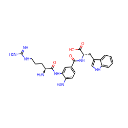 N=C(N)NCCC[C@H](N)C(=O)Nc1cc(C(=O)N[C@@H](Cc2c[nH]c3ccccc23)C(=O)O)ccc1N ZINC000299854929