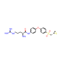 N=C(N)NCCC[C@H](N)C(=O)Nc1ccc(Oc2ccc(S(=O)(=O)C[C@@H]3CS3)cc2)cc1 ZINC000072122797