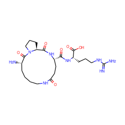 N=C(N)NCCC[C@H](NC(=O)[C@@H]1CCC(=O)NCCCC[C@H](N)C(=O)N2CCC[C@H]2C(=O)N1)C(=O)O ZINC000653841651