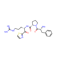 N=C(N)NCCC[C@H](NC(=O)[C@@H]1CCCN1C(=O)[C@H](N)Cc1ccccc1)C(=O)c1nccs1 ZINC000027518653