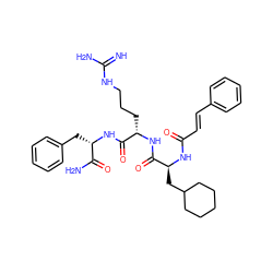 N=C(N)NCCC[C@H](NC(=O)[C@H](CC1CCCCC1)NC(=O)/C=C/c1ccccc1)C(=O)N[C@@H](Cc1ccccc1)C(N)=O ZINC000029222627