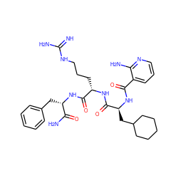 N=C(N)NCCC[C@H](NC(=O)[C@H](CC1CCCCC1)NC(=O)c1cccnc1N)C(=O)N[C@@H](Cc1ccccc1)C(N)=O ZINC000029219329