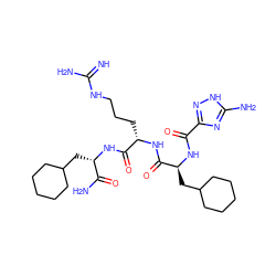 N=C(N)NCCC[C@H](NC(=O)[C@H](CC1CCCCC1)NC(=O)c1n[nH]c(N)n1)C(=O)N[C@@H](CC1CCCCC1)C(N)=O ZINC000029218531