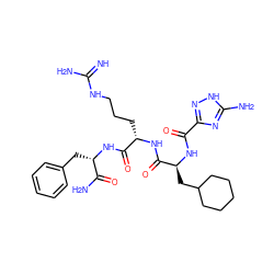 N=C(N)NCCC[C@H](NC(=O)[C@H](CC1CCCCC1)NC(=O)c1n[nH]c(N)n1)C(=O)N[C@@H](Cc1ccccc1)C(N)=O ZINC000003931576