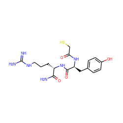 N=C(N)NCCC[C@H](NC(=O)[C@H](Cc1ccc(O)cc1)NC(=O)CS)C(N)=O ZINC000049089751