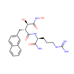 N=C(N)NCCC[C@H](NC(=O)[C@H](Cc1ccc2ccccc2c1)[C@@H](O)C(=O)NO)C(N)=O ZINC000095582077