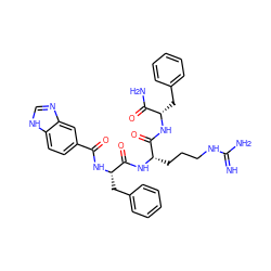 N=C(N)NCCC[C@H](NC(=O)[C@H](Cc1ccccc1)NC(=O)c1ccc2[nH]cnc2c1)C(=O)N[C@@H](Cc1ccccc1)C(N)=O ZINC000029221931