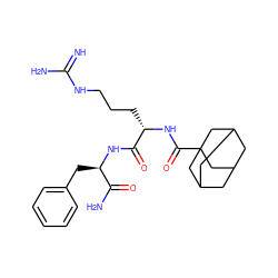 N=C(N)NCCC[C@H](NC(=O)C12CC3CC(CC(C3)C1)C2)C(=O)N[C@H](Cc1ccccc1)C(N)=O ZINC000095563220