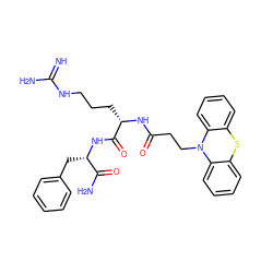 N=C(N)NCCC[C@H](NC(=O)CCN1c2ccccc2Sc2ccccc21)C(=O)N[C@@H](Cc1ccccc1)C(N)=O ZINC000095561463