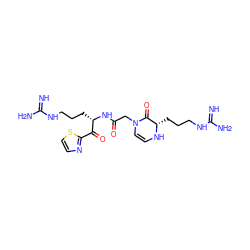 N=C(N)NCCC[C@H](NC(=O)CN1C=CN[C@@H](CCCNC(=N)N)C1=O)C(=O)c1nccs1 ZINC000013487893