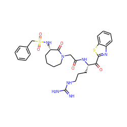 N=C(N)NCCC[C@H](NC(=O)CN1CCCC[C@H](NS(=O)(=O)Cc2ccccc2)C1=O)C(=O)c1nc2ccccc2s1 ZINC000014954777