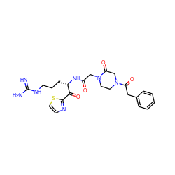 N=C(N)NCCC[C@H](NC(=O)CN1CCN(C(=O)Cc2ccccc2)CC1=O)C(=O)c1nccs1 ZINC000013487891