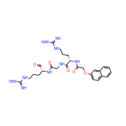 N=C(N)NCCC[C@H](NC(=O)COc1ccc2ccccc2c1)C(=O)NCC(=O)N[C@@H](C=O)CCCNC(=N)N ZINC000029340245