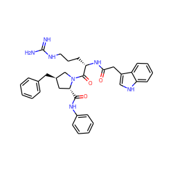 N=C(N)NCCC[C@H](NC(=O)Cc1c[nH]c2ccccc12)C(=O)N1C[C@H](Cc2ccccc2)C[C@H]1C(=O)Nc1ccccc1 ZINC000028523063