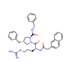 N=C(N)NCCC[C@H](NC(=O)Cc1ccc2ccccc2c1)C(=O)N1C[C@H](Cc2ccccc2)C[C@H]1C(=O)NCc1ccccc1 ZINC000028523803