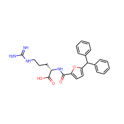 N=C(N)NCCC[C@H](NC(=O)c1ccc(C(c2ccccc2)c2ccccc2)o1)C(=O)O ZINC000028707108