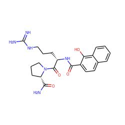 N=C(N)NCCC[C@H](NC(=O)c1ccc2ccccc2c1O)C(=O)N1CCC[C@H]1C(N)=O ZINC000003809190