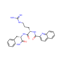 N=C(N)NCCC[C@H](NC(=O)c1ccc2ccccc2n1)C(=O)N[C@@H](Cc1ccccc1)C(N)=O ZINC000095560548