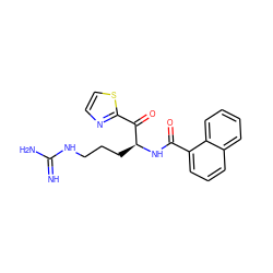 N=C(N)NCCC[C@H](NC(=O)c1cccc2ccccc12)C(=O)c1nccs1 ZINC000036184947